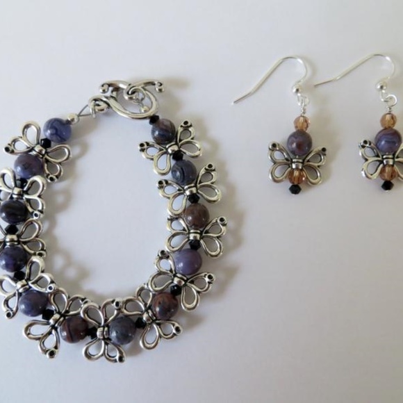 Pewter Butterfly Jewelry set - Picture 1 of 2